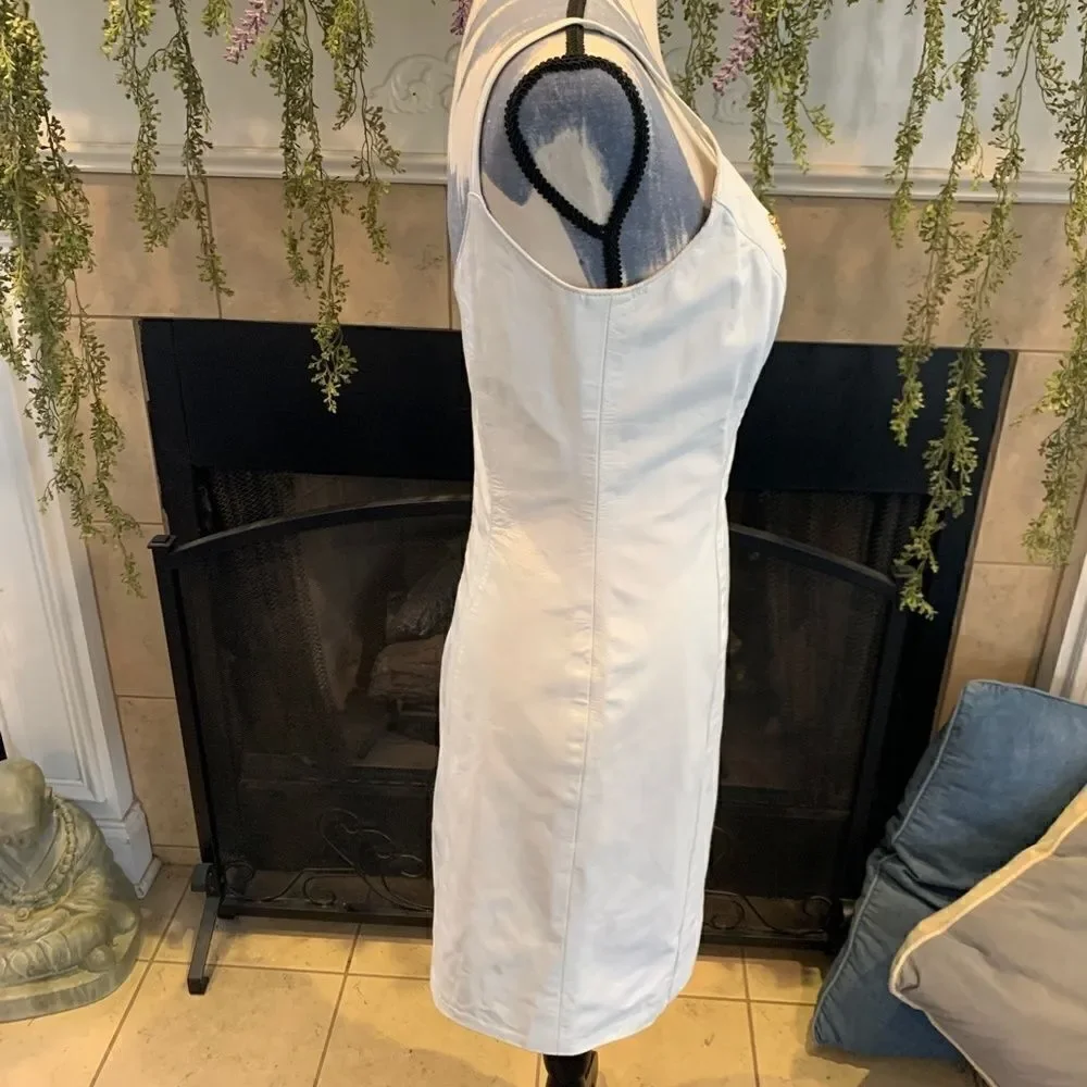 Dangerous Threads Women's 8 white leather with gold bead neck thin strap dress - Picture 4 of 16